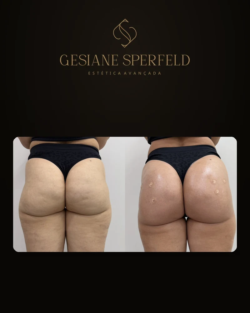 Antes e depois de harmonização de glúteos — Dra. Gesiane Sperfeld